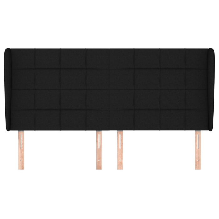 Tăblie de pat cu aripioare, negru, 183x23x118/128 cm, textil WALTI