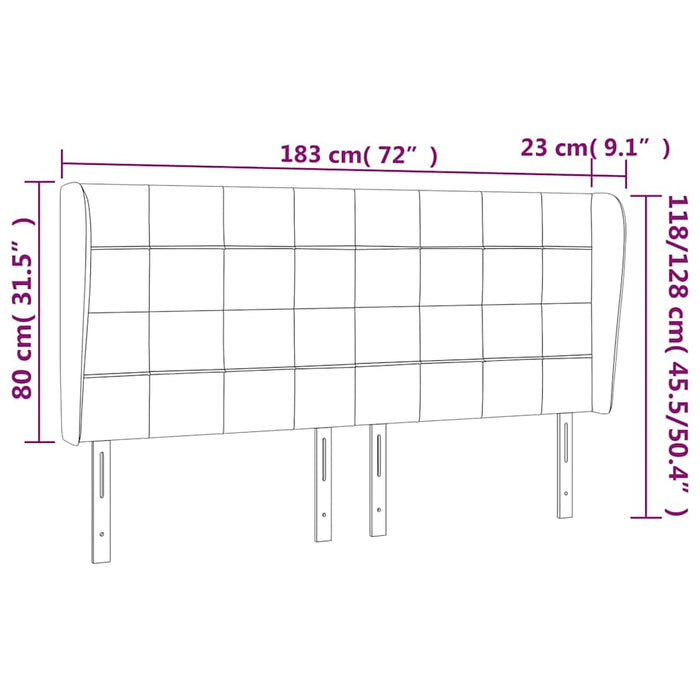 Tăblie de pat cu aripioare maro închis 183x23x118/128 cm textil - WALTI WALTI