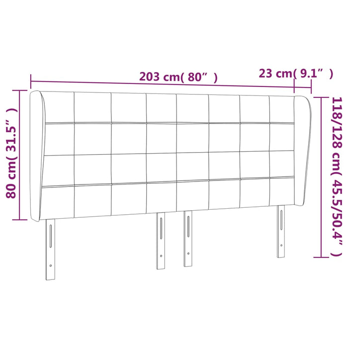 Tăblie de pat cu aripioare, albastru, 203x23x118/128 cm, textil - WALTI WALTI