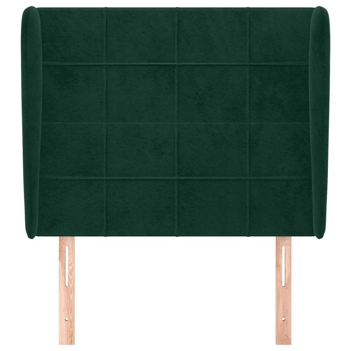 Tăblie pat cu aripioare verde închis 93x23x118/128 cm catifea WALTI