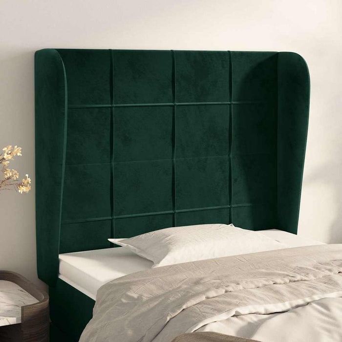 Tăblie pat cu aripioare verde închis 93x23x118/128 cm catifea WALTI