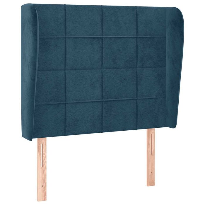 Tăblie pat cu aripioare albastru închis 93x23x118/128cm catifea - WALTI WALTI