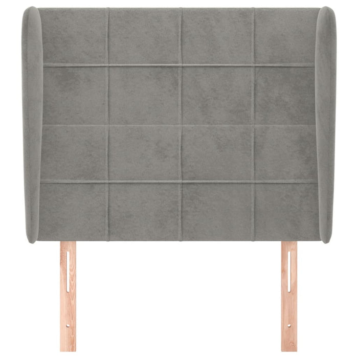 Tăblie de pat cu aripioare gri deschis 103x23x118/128cm catifea WALTI