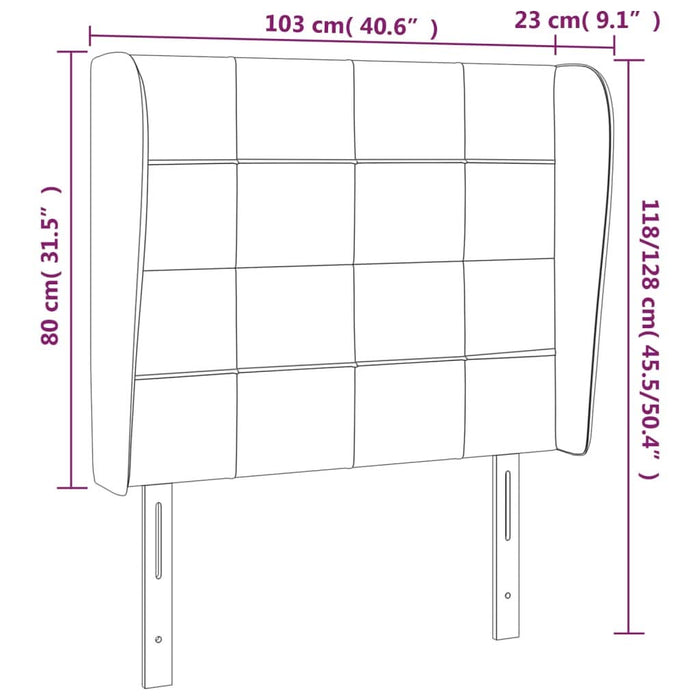 Tăblie de pat cu aripioare gri închis 103x23x118/128 cm catifea - WALTI WALTI