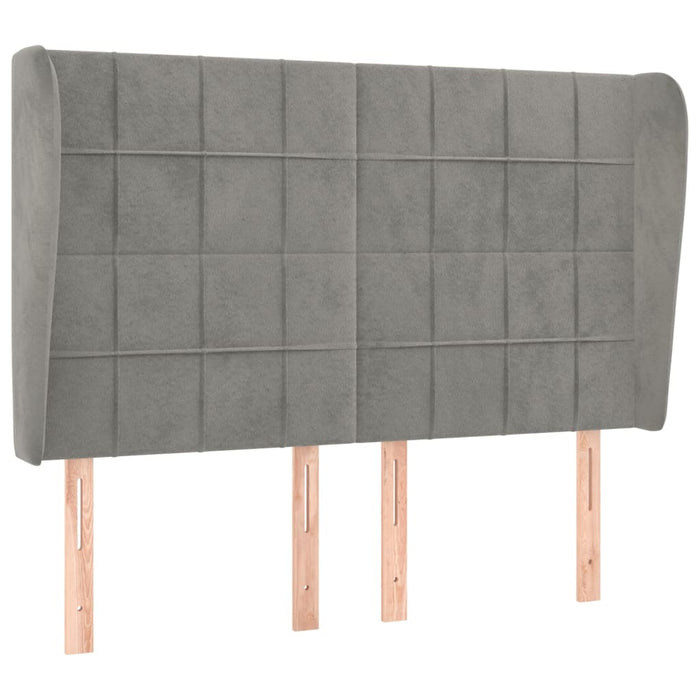 Tăblie de pat cu aripioare gri deschis 147x23x118/128cm catifea WALTI
