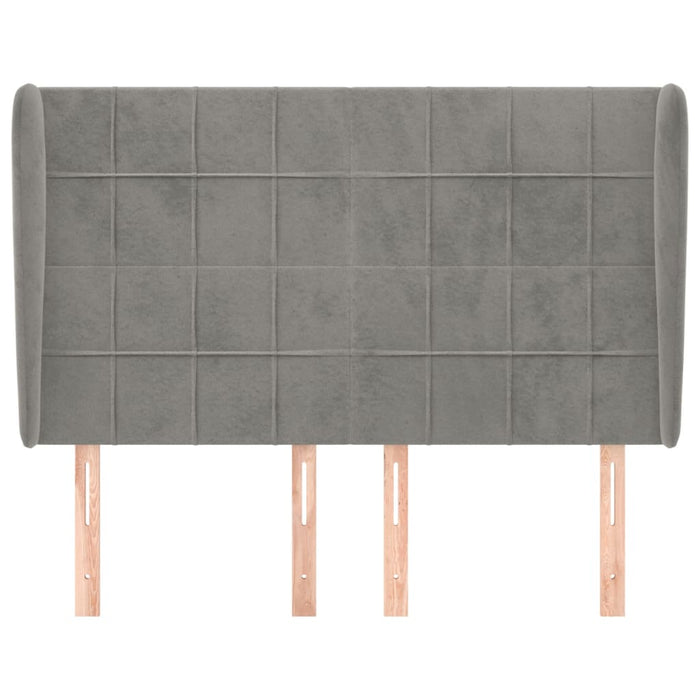 Tăblie de pat cu aripioare gri deschis 147x23x118/128cm catifea WALTI