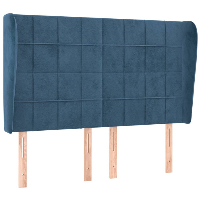 Tăblie pat cu urechi albastru închis 147x23x118/128 cm catifea - WALTI WALTI