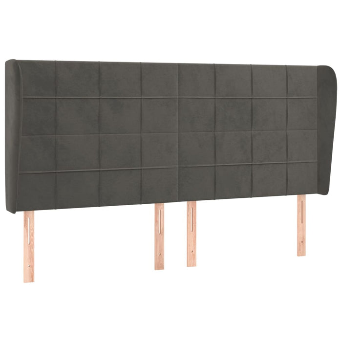 Tăblie de pat cu aripioare, negru, 163x23x118/128 cm, catifea WALTI