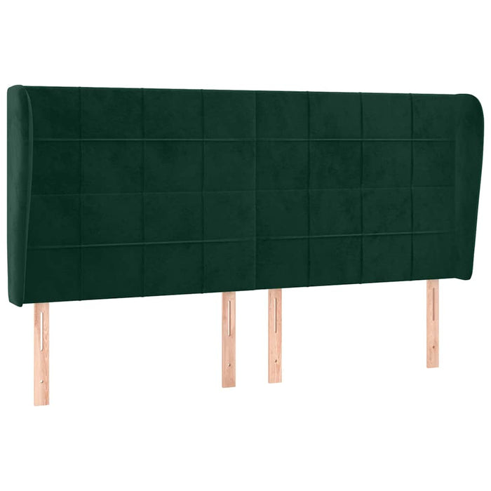 Tăblie pat cu aripioare verde închis 163x23x118/128 cm catifea WALTI