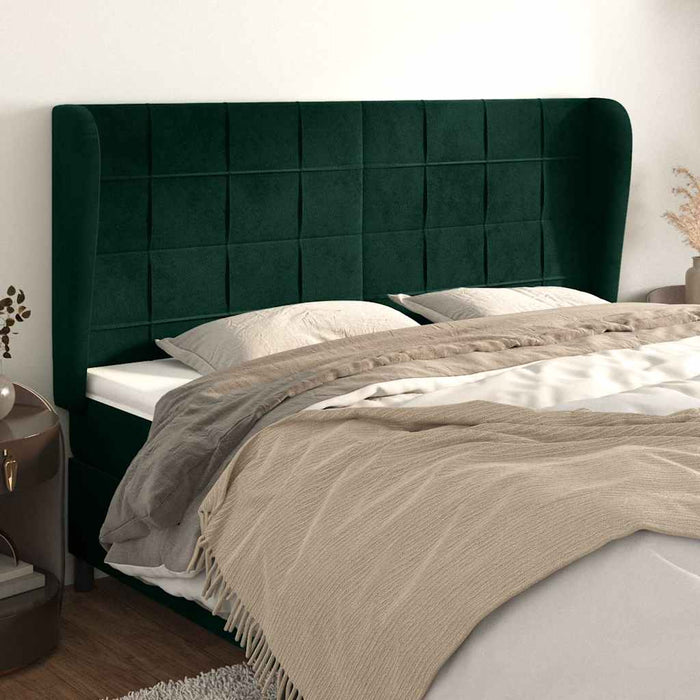 Tăblie pat cu aripioare verde închis 163x23x118/128 cm catifea WALTI