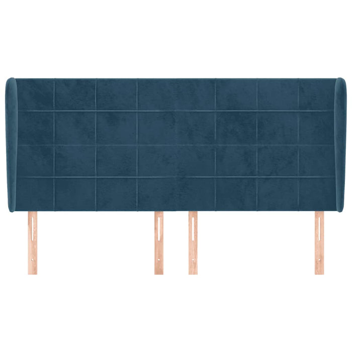 Tăblie pat cu urechi albastru închis 163x23x118/128 cm catifea WALTI