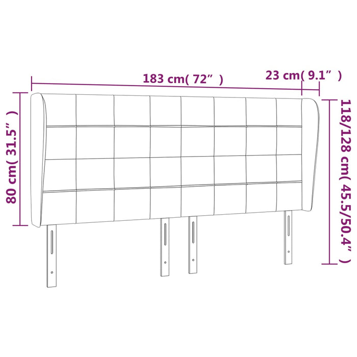 Tăblie de pat cu aripioare gri deschis 183x23x118/128cm catifea - WALTI WALTI