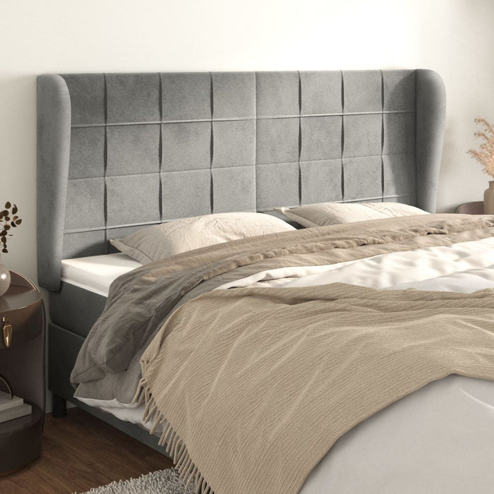 Tăblie de pat cu aripioare gri deschis 183x23x118/128cm catifea - WALTI WALTI