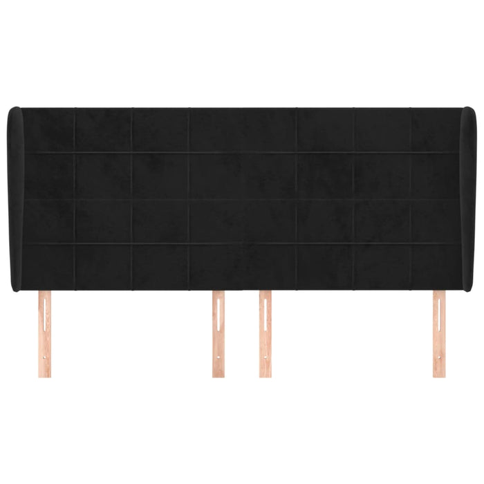 Tăblie de pat cu aripioare, negru, 183x23x118/128 cm, catifea - WALTI WALTI