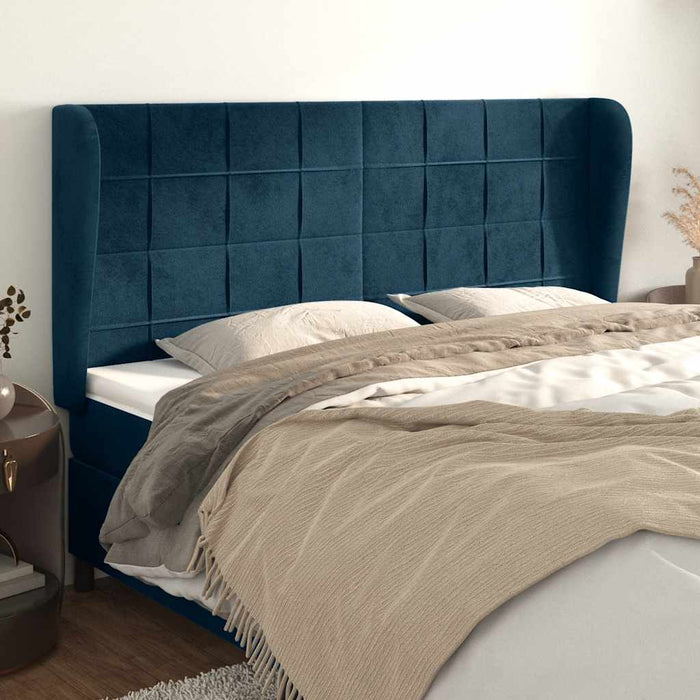 Tăblie pat cu urechi albastru închis 183x23x118/128 cm catifea - WALTI WALTI