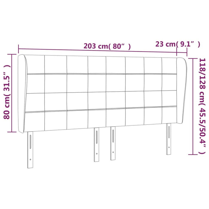 Tăblie de pat cu aripioare gri închis 203x23x118/128 cm catifea - WALTI WALTI