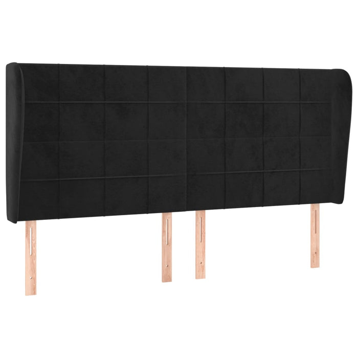Tăblie de pat cu aripioare, negru, 203x23x118/128 cm, catifea - WALTI WALTI