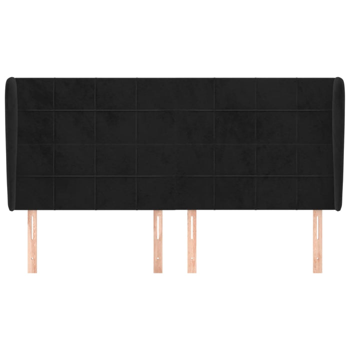 Tăblie de pat cu aripioare, negru, 203x23x118/128 cm, catifea - WALTI WALTI