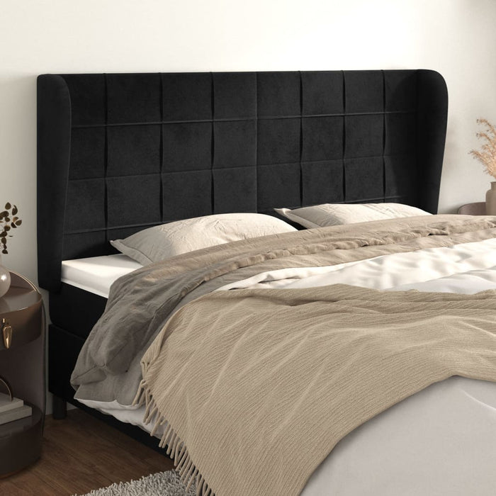 Tăblie de pat cu aripioare, negru, 203x23x118/128 cm, catifea - WALTI WALTI