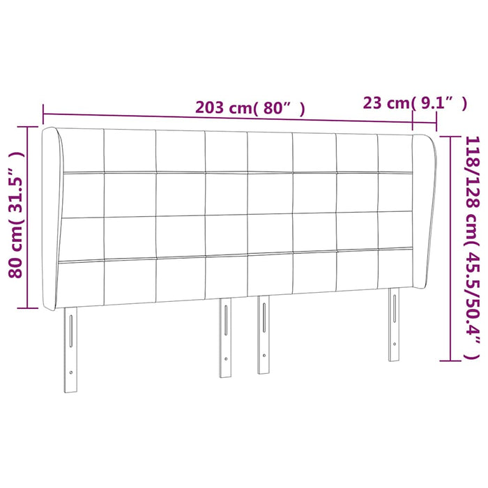 Tăblie pat cu aripioare verde închis 203x23x118/128cm catifea WALTI