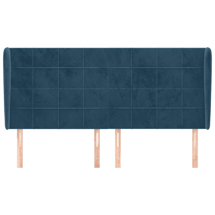 Tăblie pat cu urechi albastru închis 203x23x118/128 cm catifea WALTI