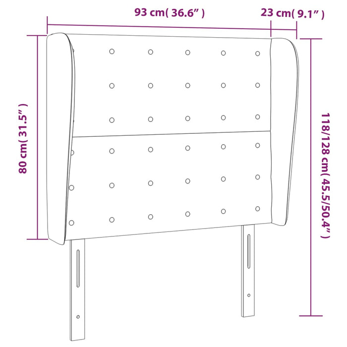 Tăblie de pat cu aripioare, alb, 93x23x118/128 cm, piele eco WALTI