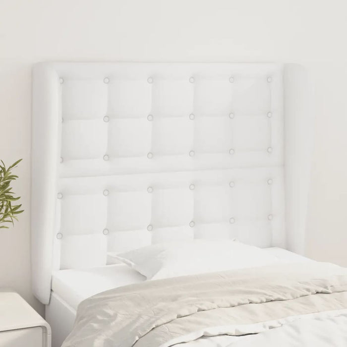 Tăblie de pat cu aripioare, alb, 93x23x118/128 cm, piele eco WALTI