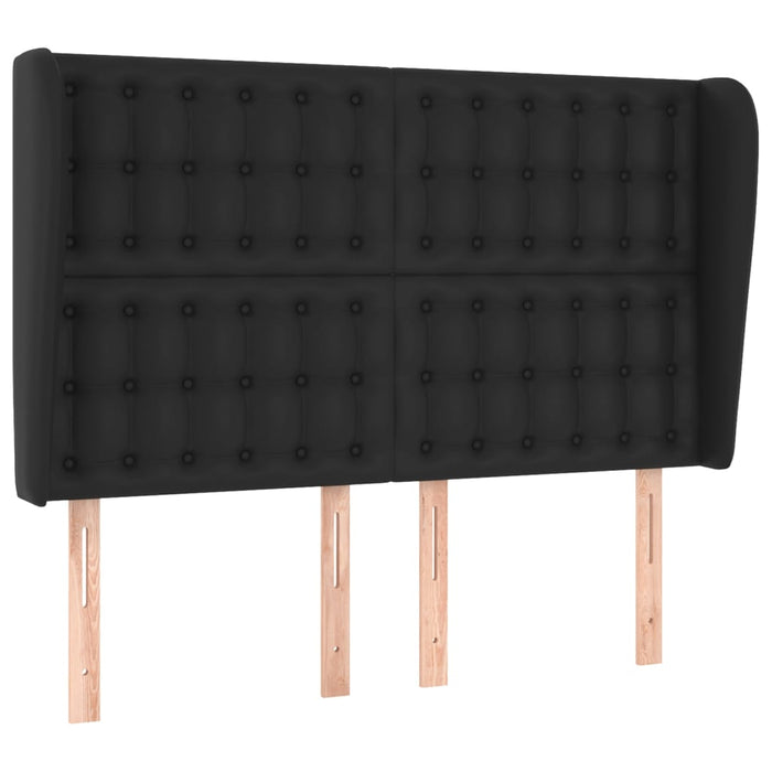 Tăblie de pat cu aripioare, negru, 147x23x118/128 cm, piele eco - WALTI WALTI