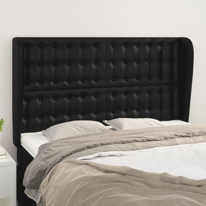 Tăblie de pat cu aripioare, negru, 147x23x118/128 cm, piele eco - WALTI WALTI