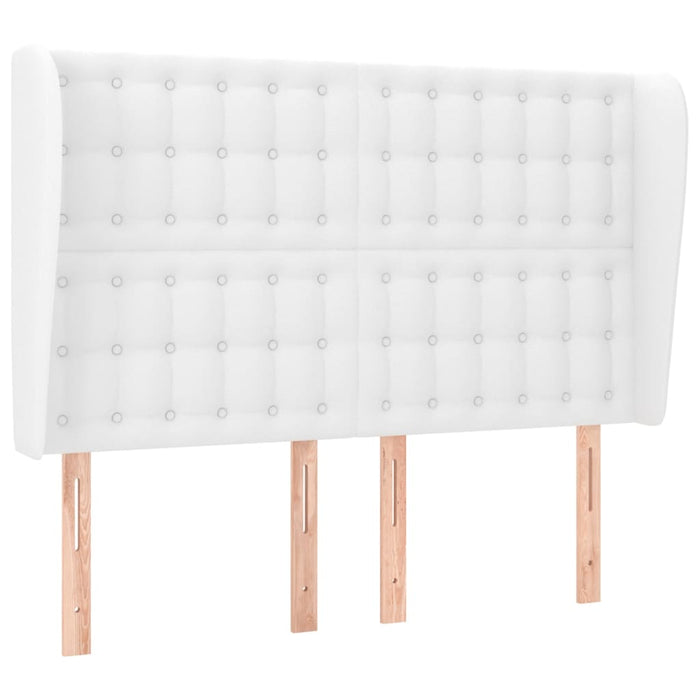 Tăblie de pat cu aripioare, alb, 147x23x118/128 cm, piele eco WALTI