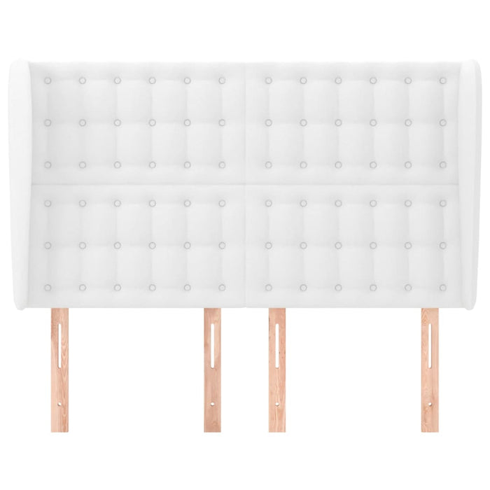 Tăblie de pat cu aripioare, alb, 147x23x118/128 cm, piele eco WALTI