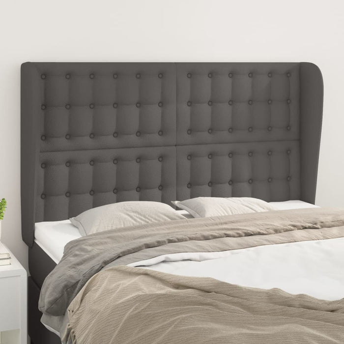 Tăblie de pat cu aripioare gri 147x23x118/128 cm piele eco WALTI
