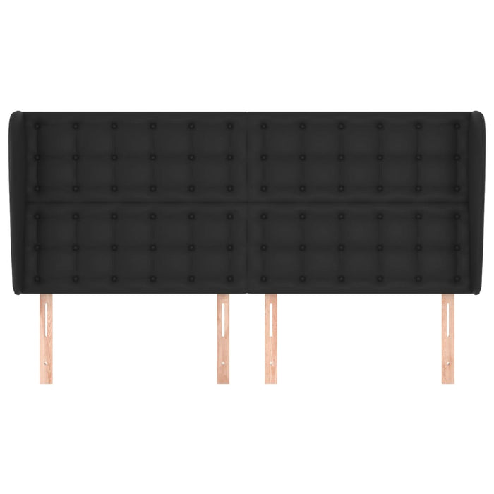 Tăblie de pat cu aripioare, negru, 163x23x118/128 cm, piele eco WALTI