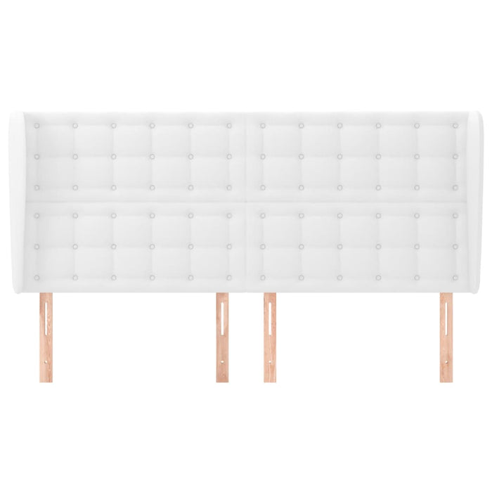 Tăblie de pat cu aripioare, alb, 163x23x118/128 cm, piele eco WALTI