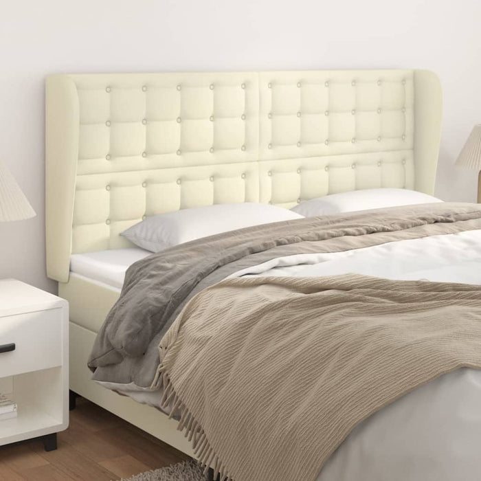 Tăblie de pat cu aripioare, crem, 163x23x118/128 cm, piele eco - WALTI WALTI
