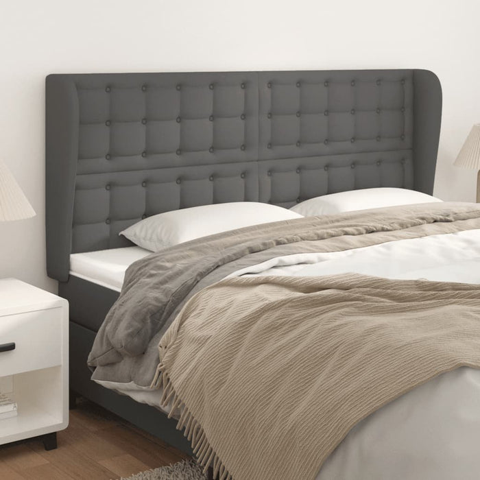 Tăblie de pat cu aripioare gri 163x23x118/128 cm piele eco WALTI