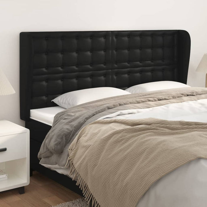 Tăblie de pat cu aripioare, negru, 183x23x118/128 cm, piele eco - WALTI WALTI