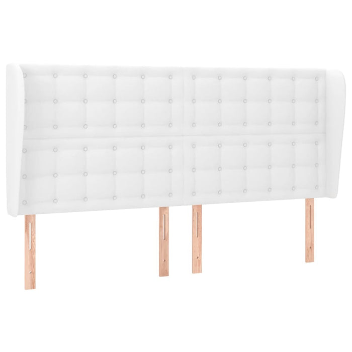 Tăblie de pat cu aripioare, alb, 183x23x118/128 cm, piele eco WALTI