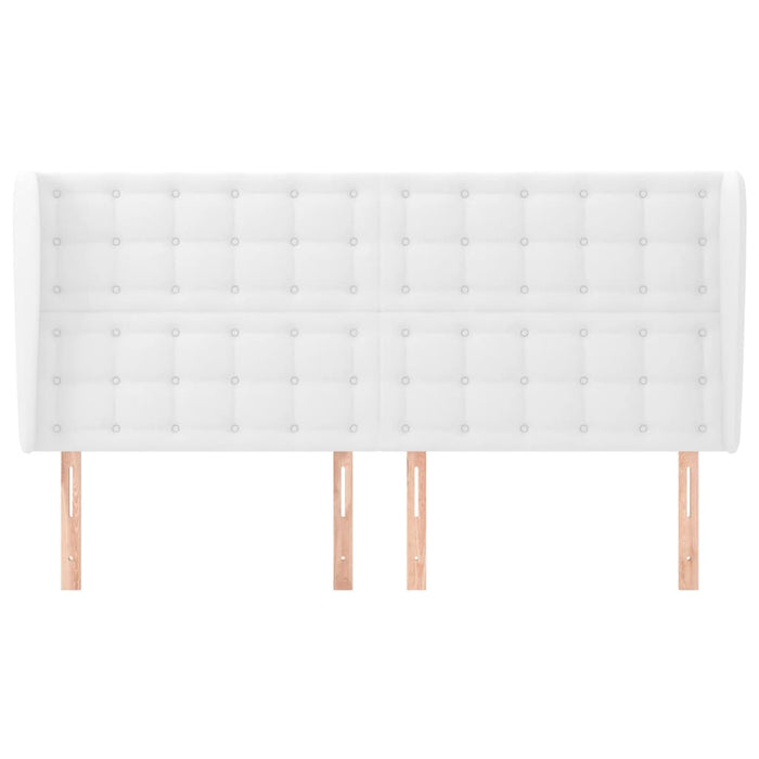 Tăblie de pat cu aripioare, alb, 183x23x118/128 cm, piele eco WALTI
