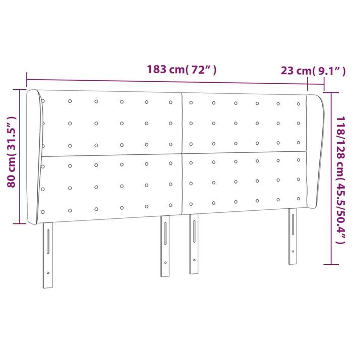 Tăblie de pat cu aripioare, alb, 183x23x118/128 cm, piele eco WALTI