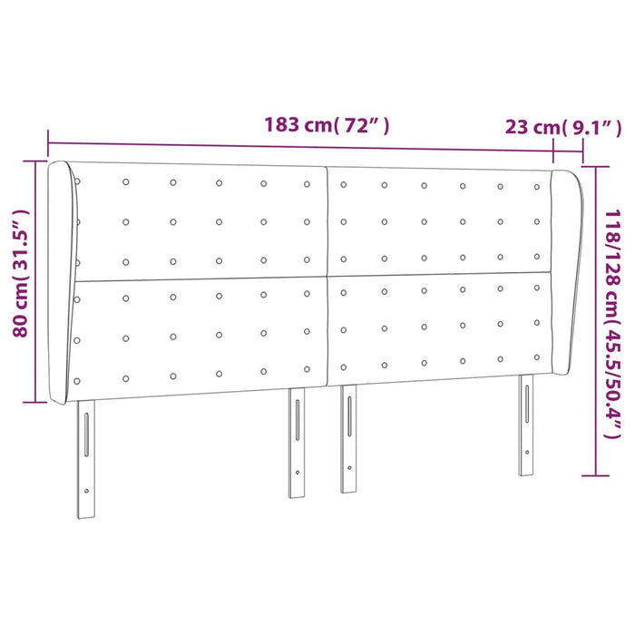 Tăblie de pat cu aripioare, crem, 183x23x118/128 cm, piele eco - WALTI WALTI