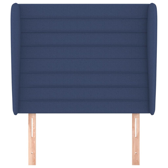 Tăblie de pat cu aripioare, albastru, 93x23x118/128 cm, textil WALTI