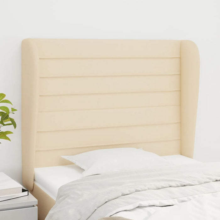 Tăblie de pat cu aripioare, crem, 103x23x118/128 cm, textil WALTI