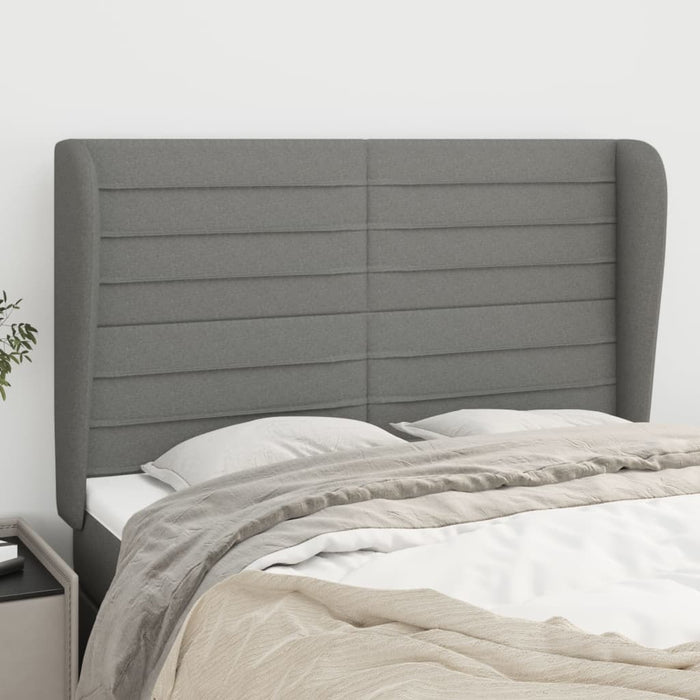 Tăblie de pat cu aripioare gri închis 147x23x118/128 cm textil - WALTI WALTI