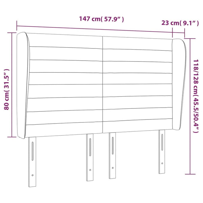 Tăblie de pat cu aripioare, negru, 147x23x118/128 cm, textil - WALTI WALTI