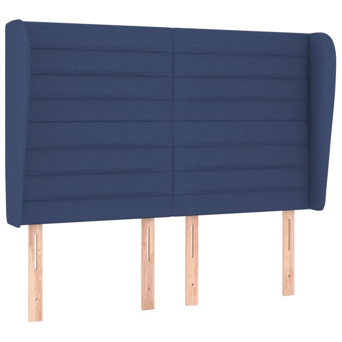 Tăblie de pat cu aripioare, albastru, 147x23x118/128 cm, textil - WALTI WALTI