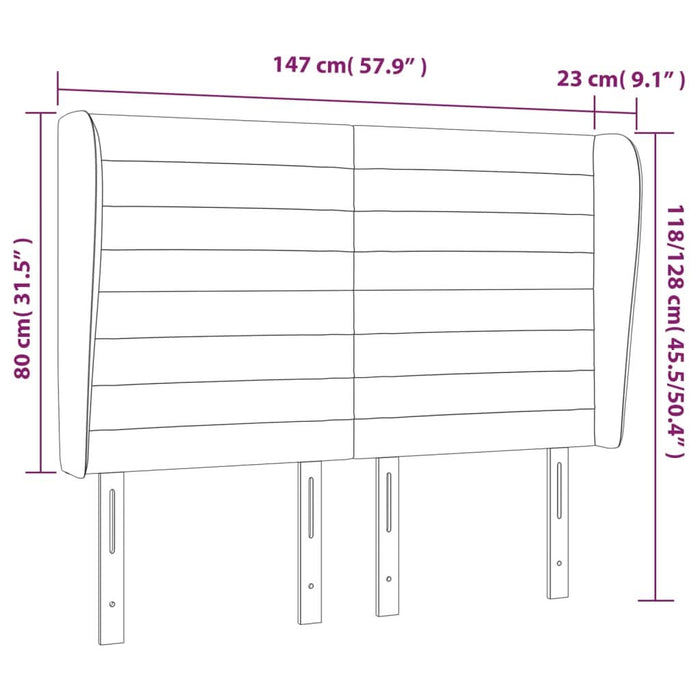 Tăblie de pat cu aripioare, albastru, 147x23x118/128 cm, textil - WALTI WALTI