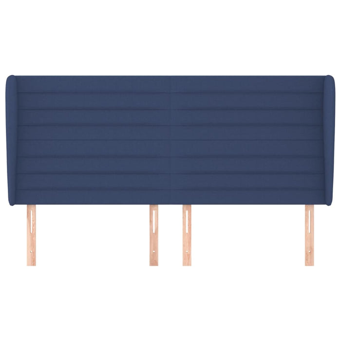 Tăblie de pat cu aripioare, albastru, 183x23x118/128 cm, textil WALTI