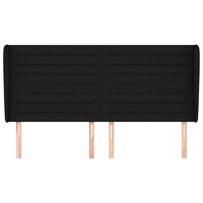 Tăblie de pat cu aripioare, negru, 203x23x118/128 cm, textil WALTI