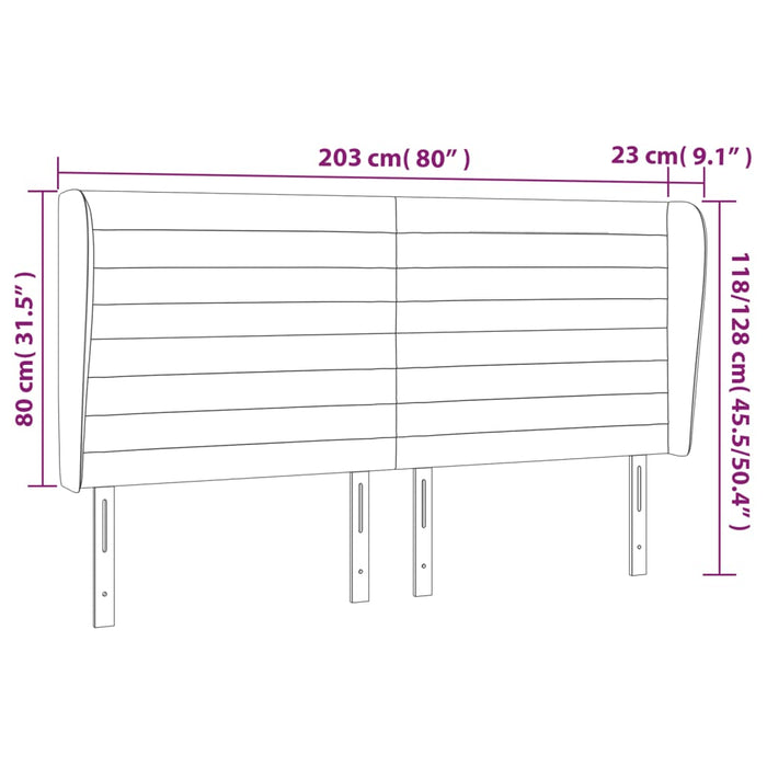 Tăblie de pat cu aripioare, albastru, 203x23x118/128 cm, textil - WALTI WALTI